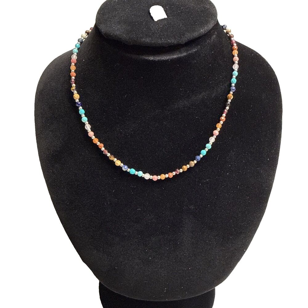 Lotus And Luna Necklace Master Healer 3mm Silver Spacers Energy Stones NWT